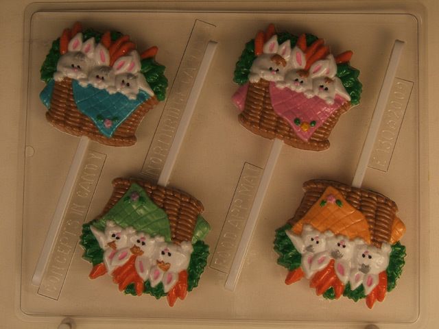 BUNNIES IN BASKET LOLLIPOP EASTER CANDY MOLD FAVORS  