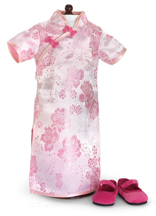   Clothes fits American Girl Pink Mandarin Chinese Cheongsam & Shoes