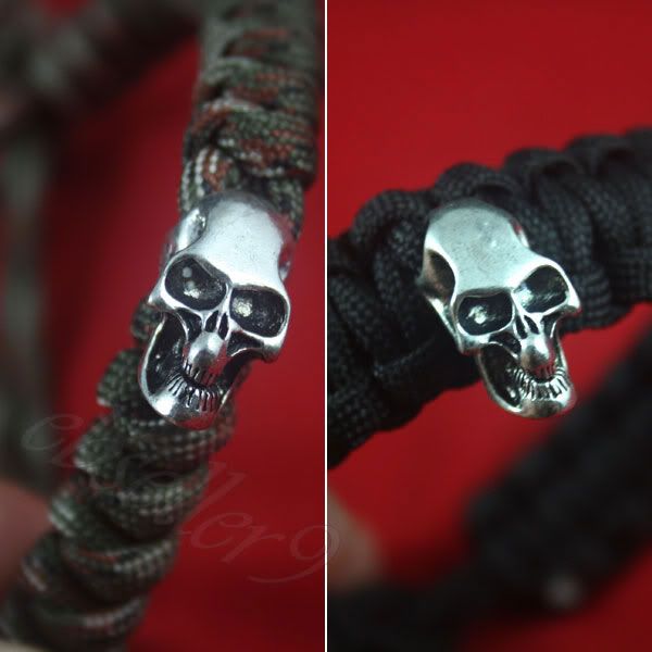 Bronze Gothic Skull Skeleton Bead Charm Pendant For Knife Key Paracord 