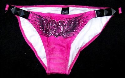 SINFUL NEON RHINESTONE PYRAMID BIKINI BOTTOM ONLY SIZE L NWT  