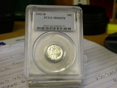 1943 D PCGS MS66FB SILVER MERCURY DIME ID#X689  