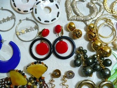   lot of 41 pairs of Large Retro Earrings Pierced & Clip Ons  