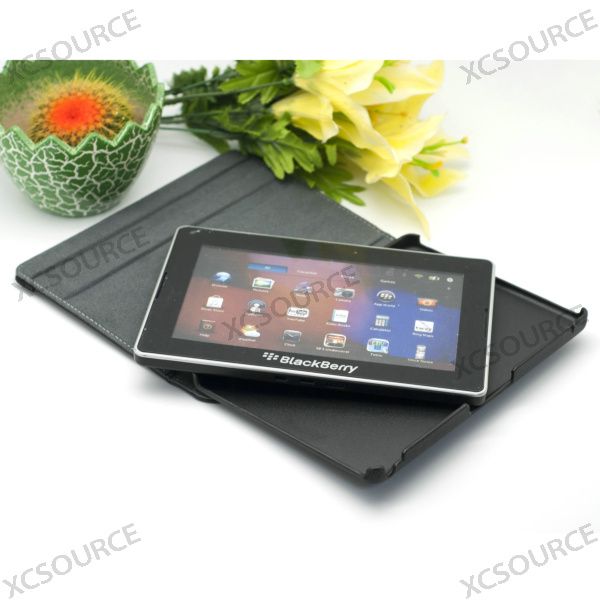 Leather folio case accessory black cocer for blackberry Playbook 