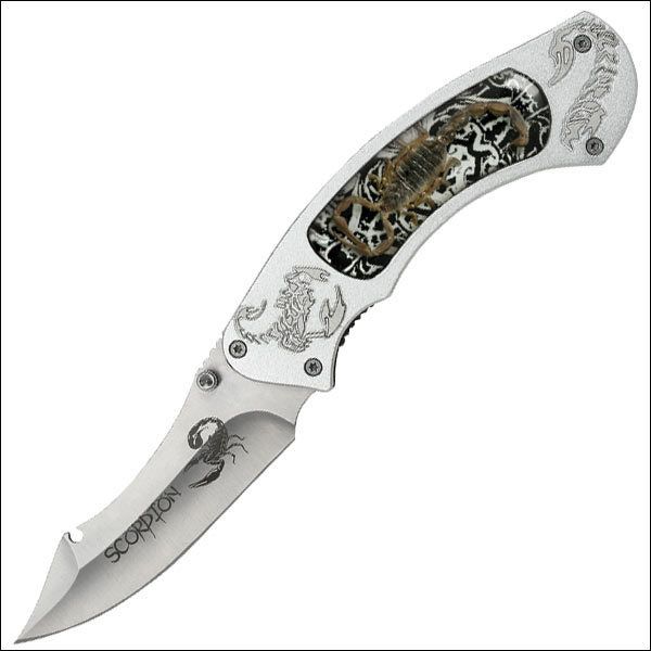 Scorpion Folding Knife Silver Cool Pocket Knife  