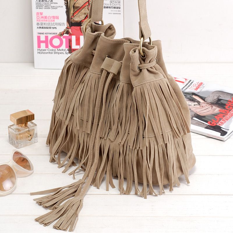 HOT Faux Suede Fringe Tassel Shoulder Bag Womens Handbags Messenger 