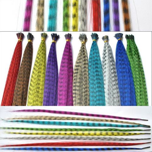 24 x DIY Grizzly Feather Hair Extensions FREE Tool Kits & 24 Beads 