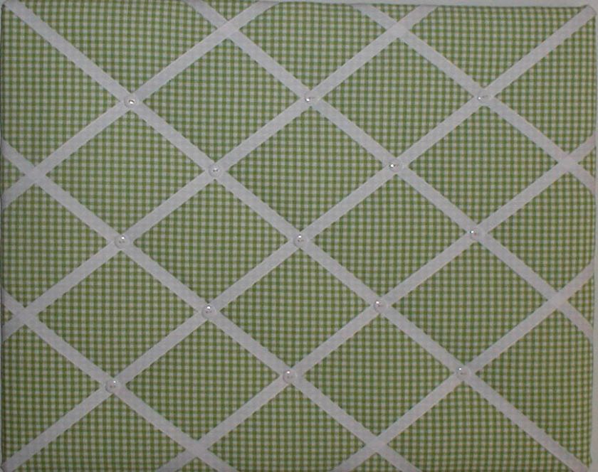 you are bidding on a message memo board handmade from green gingham 