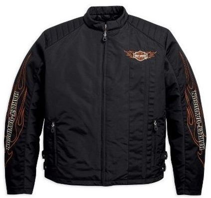    Davidson JACKET Flames 100% Cordura Nylon Black Quilted LiningSIZES