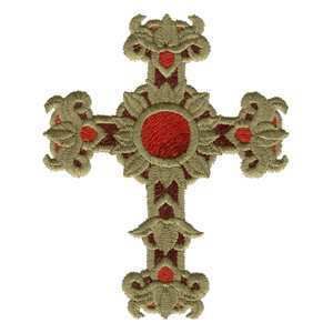 MEDIEVAL CROSS Religious Embroidered Iron on Patch  