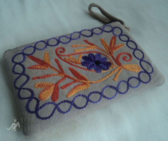 CPM 52 Nepal Embroidered Leather Kashmiri Coin Purse  