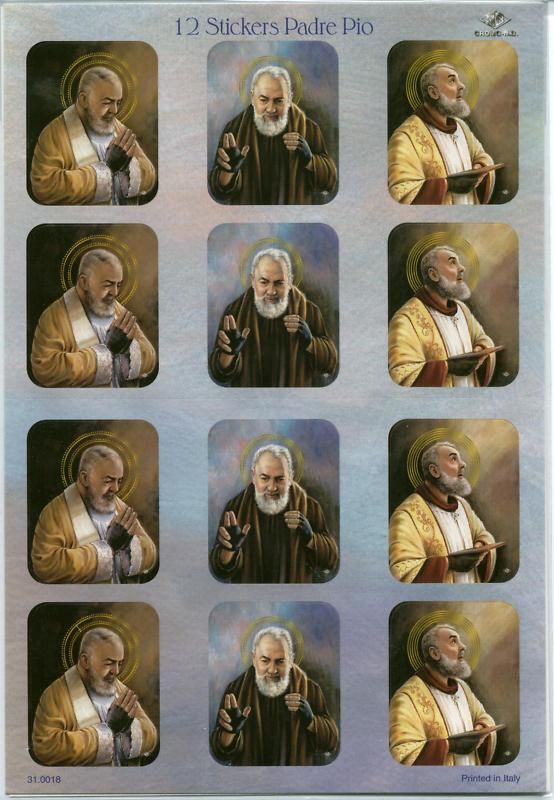 Saint Padre Pio Religious Cromo NB Stickers Italy  