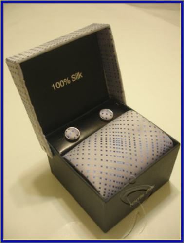 NEW EXECUTIVE DESIGNER SILK TIE CUFFLINK HANKY DOTS  