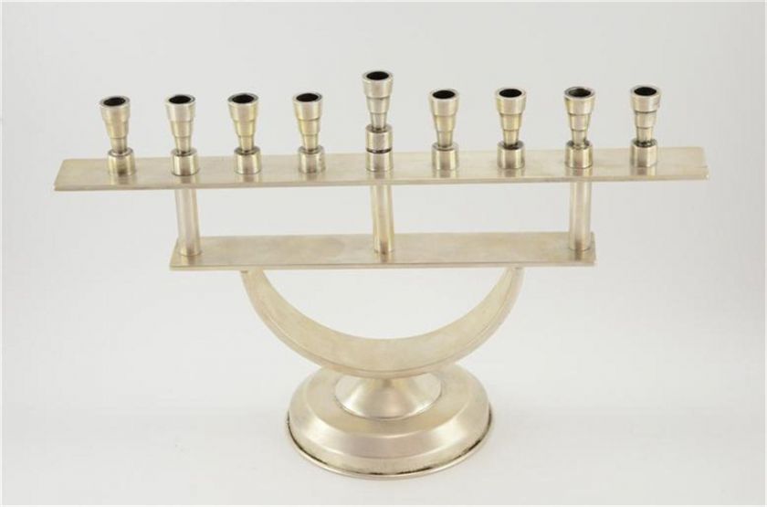 Hanukkah Lamp Menorah Judaica Israel Silver plated   Dov Bernstein 