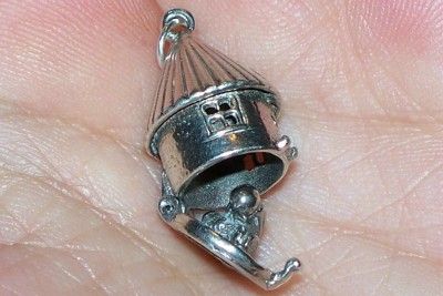 Rare Bird House Vintage Sterling Charm Opens Bird On Perch Mint 