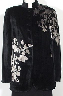 NWT DANA BUCHMAN Black Champagne Floral Velvet Jacket 12  