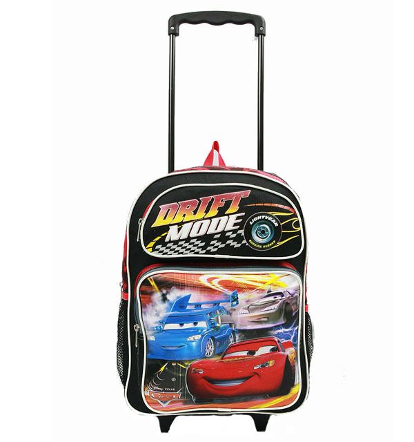 Disney CARS LIGHTNING McQUEEN Large ROLLING BACKPACK DRIFT MODE 