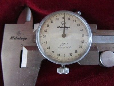 VINTAGE MITUTOYO 4 STAINLESS DIAL CALIPERS W/ CASE 505 495  