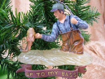 New Up To My Bass Waders Fishing Reel Rod Sign Ornament  