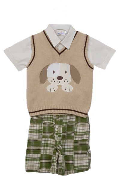 BT Kids Baby Boys 3 pc plaid shorts set 091939771857  