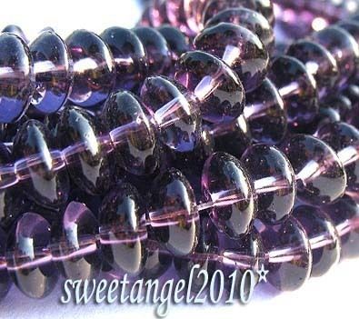 50Pcs Amethyst Glass Abacus Gem Loose Bead 8x4mm,15  