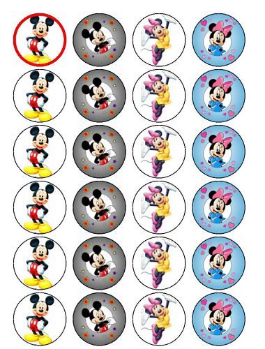 24 Minnie and Mickey mouse cupcake fairy cake toppers  