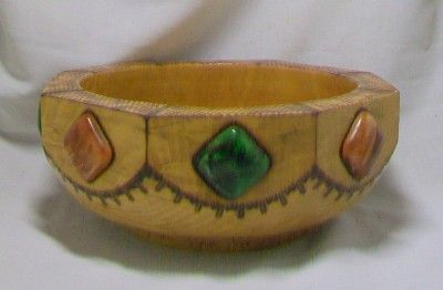 PRETTY & UNUSUAL HAND MADE RUSSIAN FOLK ART WOODEN BOWL~SET FAUX 