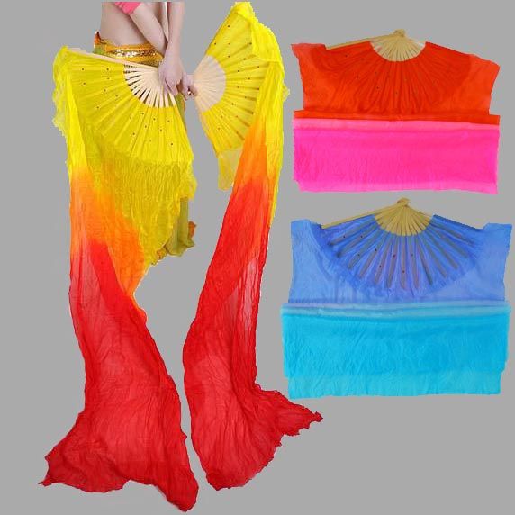 5M BELLY DANCE Silk like FAN PAIR LEFT+RIGHT BD 005  