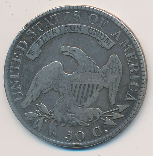 1821 P Capped Bust Silver Half Dollar, 50 Cent Lettered Edge US, 12 11 