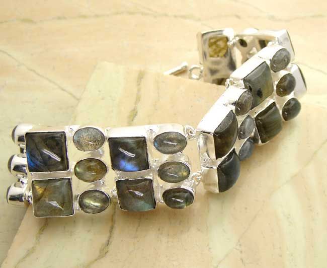 INCREDIBLE LABRADORITE & .925 STERLING SILVER bracelet  