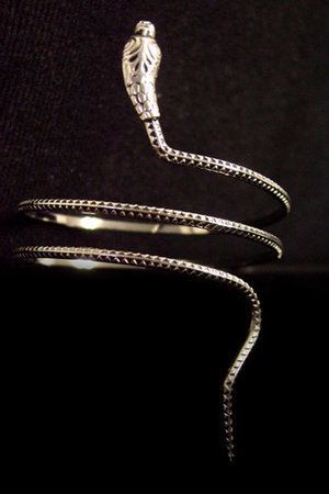 Silver Coil Cobra Snake Arm Cuff Upper Armlet Bracelet  