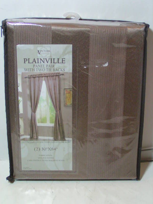 VICTORIA CLASSIC PLAINVILLE PANELS W/ 2 TIE BACKS TAUPE  