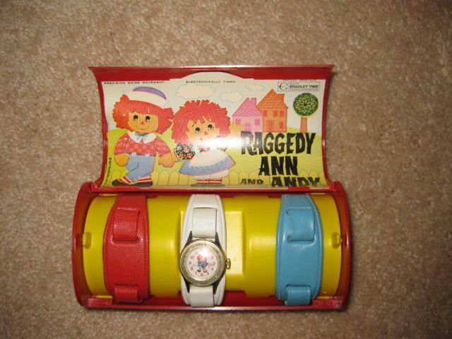 Vintage 1971 Bradley Raggedy Ann & Andy Watch 3 Bands NIB  