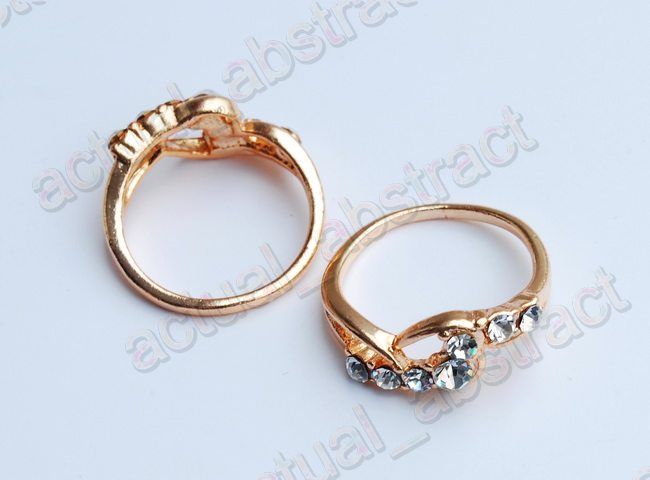 FREE wholesale50pcs Czech rhinestone&18KGP rings#6 9  