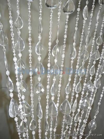 6ft Long Crystal Teardrop Non iridescent Beaded Curtain Wedding Party 