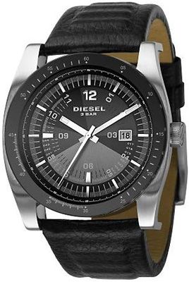 DIESEL BLACK LEATHER STRAP MEN WATCH DZ1256 NEW  