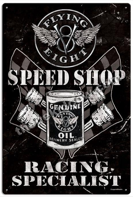 Motorcycle Art STEEL Sign POWDER COAT Speed Shop V8 New  