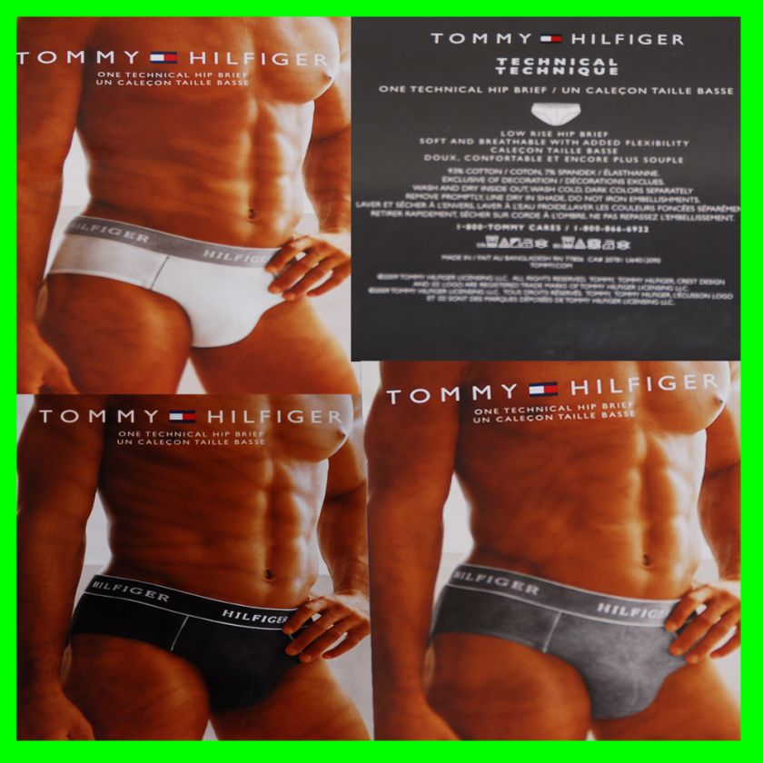 NWT TOMMY HILFIGER TECHNICAL HIP BRIEF UNDERWEAR S M L XL BLACK WHITE 