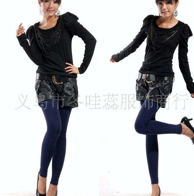 TIGHT STRETCH PANTS LEGGINGS SLIM FLEECE INSIDE 1777  