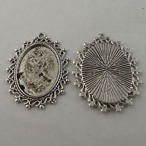 Atq silver look oval cameo setting(inner25*18mm) 14pcs  