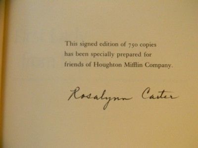 ROSALYNN CARTER Signed ~LTD ONE OF ONLY 750~ FIRST LADY FROM PLAINS 