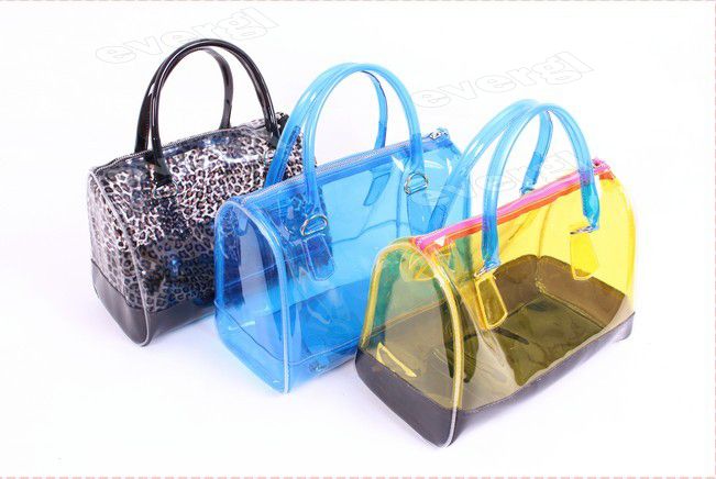 Fashion Women Sweet Jelly Clear transpare Bucket Handbag Shoulder Bag 