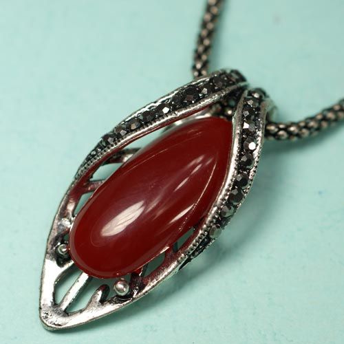 d4017 Elegant Superb Tibet Silver Gemstone Pendant Necklace Fashion 