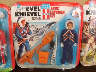 LOT OF 4 VINTAGE 1976 IDEAL TOYS EVEL KNIEVELSETS   RESUCE, ARTIC 