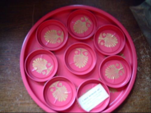 SET OF VINTAGE NATIONAL TOLEWARE SERVING TRAY COASTERS  