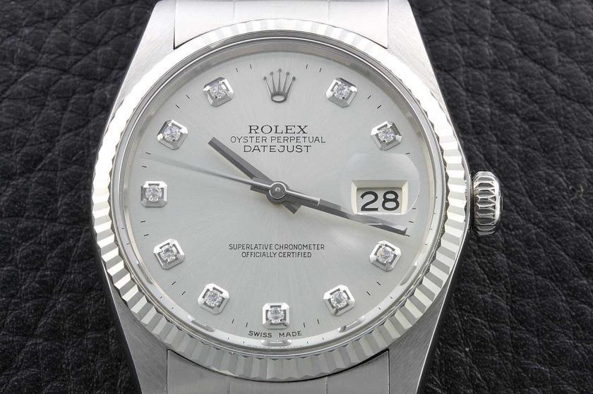   Mens 18K/SS Datejust 16014 Quick Set Diamond Dial Watch w/Oyster Band