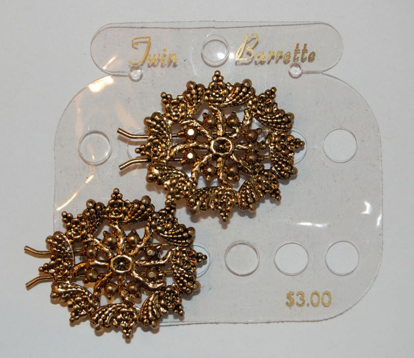 NEW OLD STOCK GORGEOUS VINTAGE METAL BARRETTES