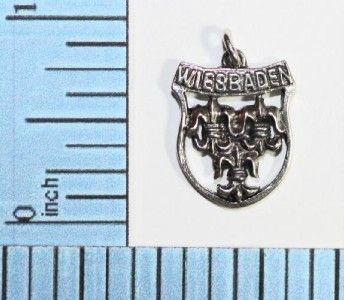 Wiesbaden Germany Vintage Silver Shield Travel Charm ~Xlnt Fleur de 