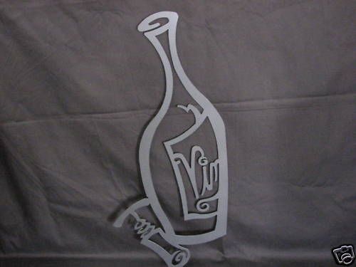 Plasma Cut Metal Wine Bottle With Corkscrew Wall Art  