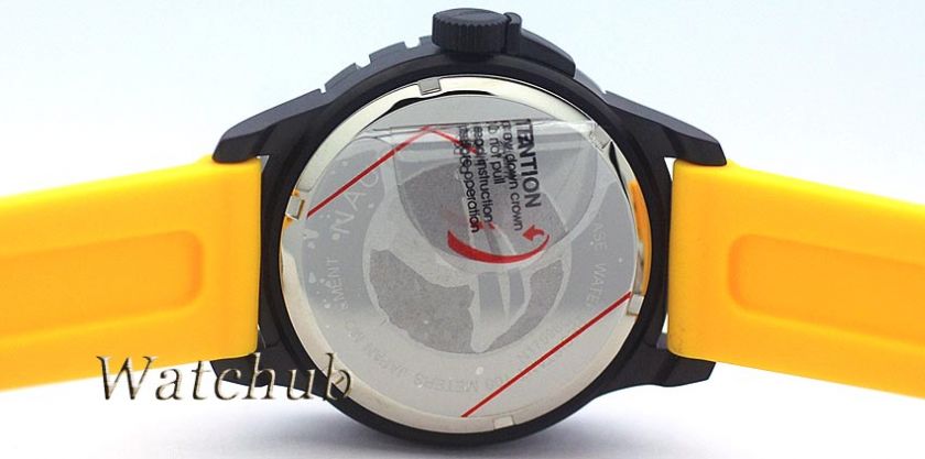 EXQUISITE NEW NAUTICA NSR 05 SPORTY YELLOW DAY/DATE 100M MENS WATCH 
