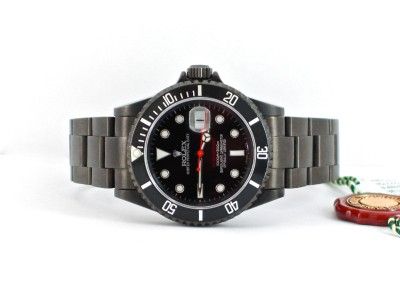 ROLEX 16610 SS MENS BLACK SUBMARINER F 2005 40MM DLC PVD WATCH 